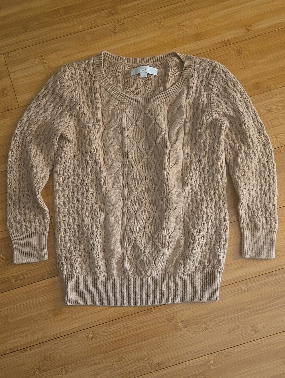 LOFT Women's Cable Knit Sweater in Beige - S